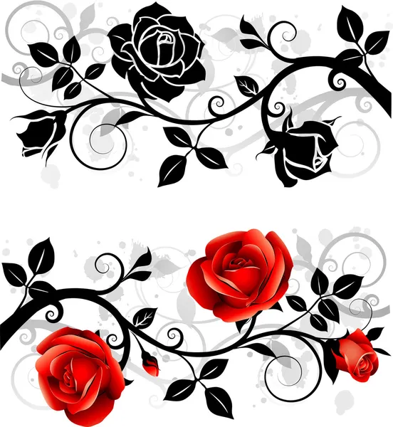 Flores negras imágenes de stock de arte vectorial | Depositphotos