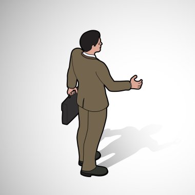 Isometric man shaking hand clipart