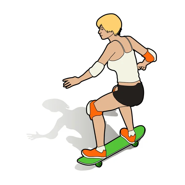 Skate meisje isometrische — Stockvector