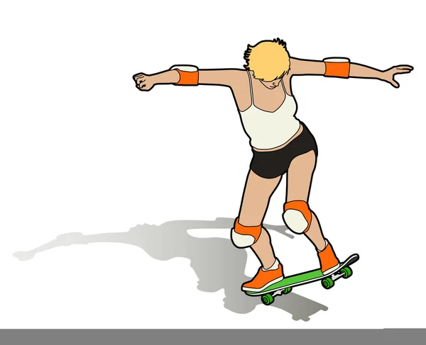 Izometrik Skate Kız — Stok Vektör