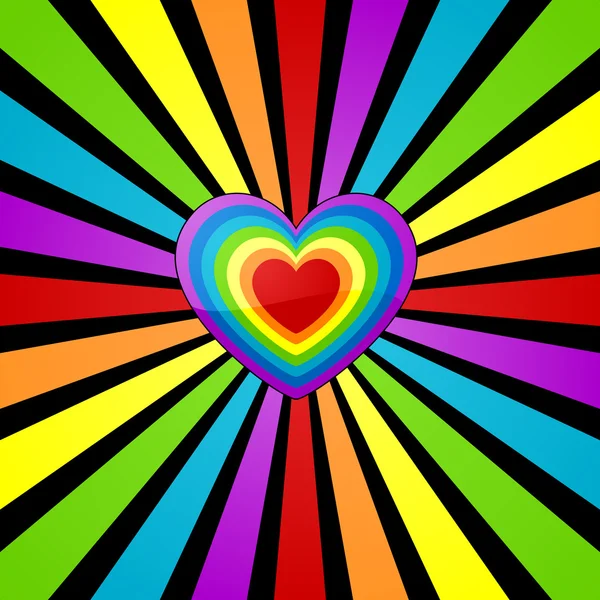 Fondo del corazón arco iris . — Vector de stock