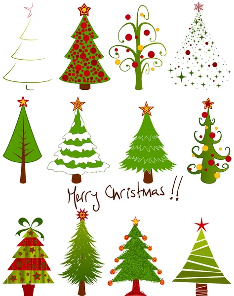 Σετ χριστουγεννιάτικο δέντρο Εικονογράφηση Αρχείου
