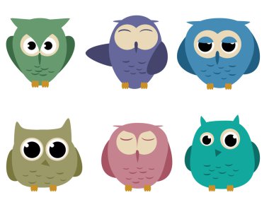 Owls set clipart