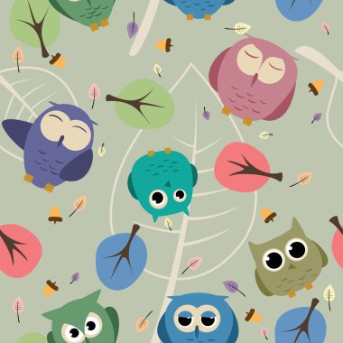 Seamless owl pattern clipart