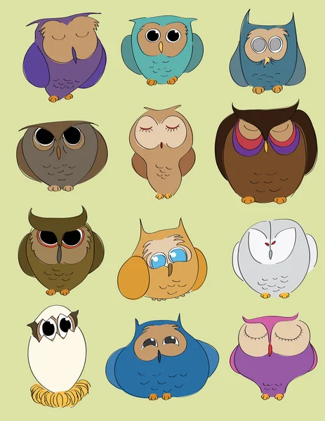 Owlset — Stockvector