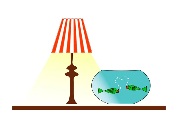 Fische unter Lampe — Stockvektor