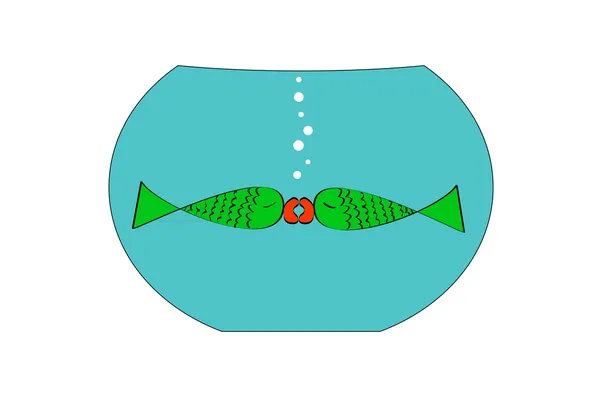 Fish kissing fish — Stock Vector