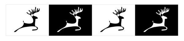 Silhouette cervo bianco e nero — Vettoriale Stock