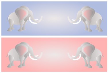 Elephants on the pink and blue background clipart