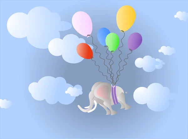 粉色和蓝色的背景上的大象 — 图库矢量图片