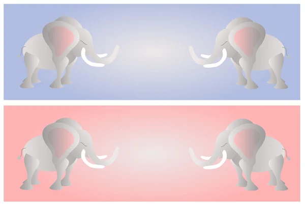Elefanti sullo sfondo rosa e blu — Vettoriale Stock