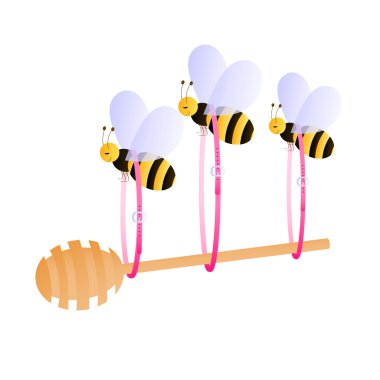Bees carrying honey dipper clipart