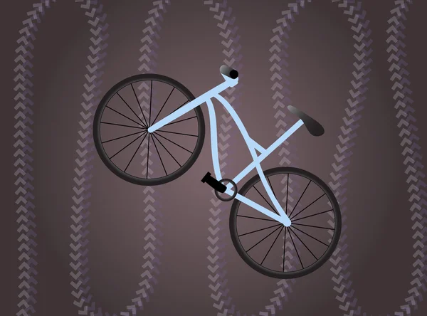 Ποδήλατο για το σκοτεινό φόντο βιολετί με ίχνη — Διανυσματικό Αρχείο
