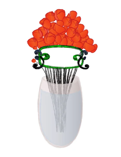 Roter Mohn in der Vase — Stockvektor
