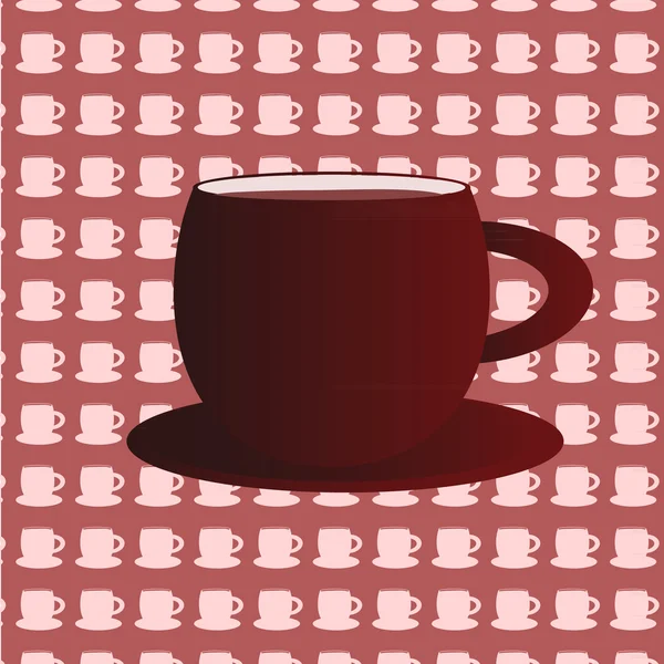 Koffie cups achtergrond met grote kop in het midden — Stockvector