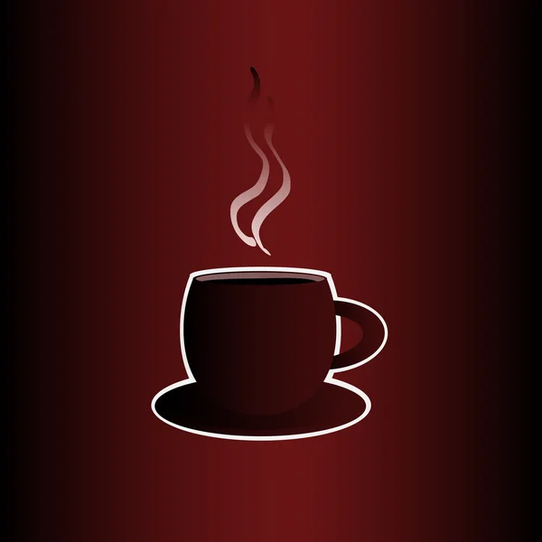 Taza de café con un marco sobre el fondo rojo oscuro — Vector de stock