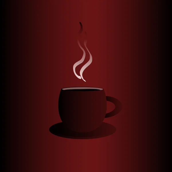 Taza de café con un marco sobre el fondo rojo oscuro — Vector de stock