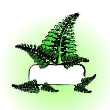 Painted fern name card clipart