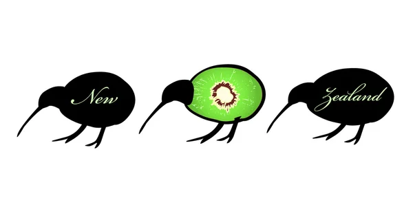 Kiwi vogels Nieuw-Zeeland — Stockvector