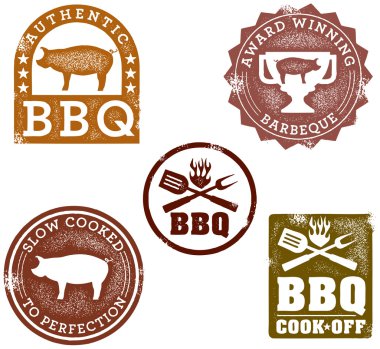 Vintage Style BBQ Stamps clipart