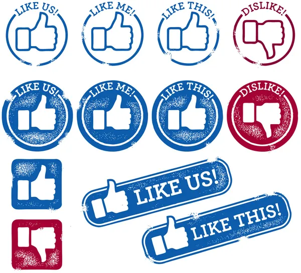 Κοινωνικών μέσων μαζικής ενημέρωσης όπως γραμματόσημα — Διανυσματικό Αρχείο