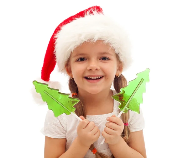 Glad liten tjej i juletid — Stockfoto
