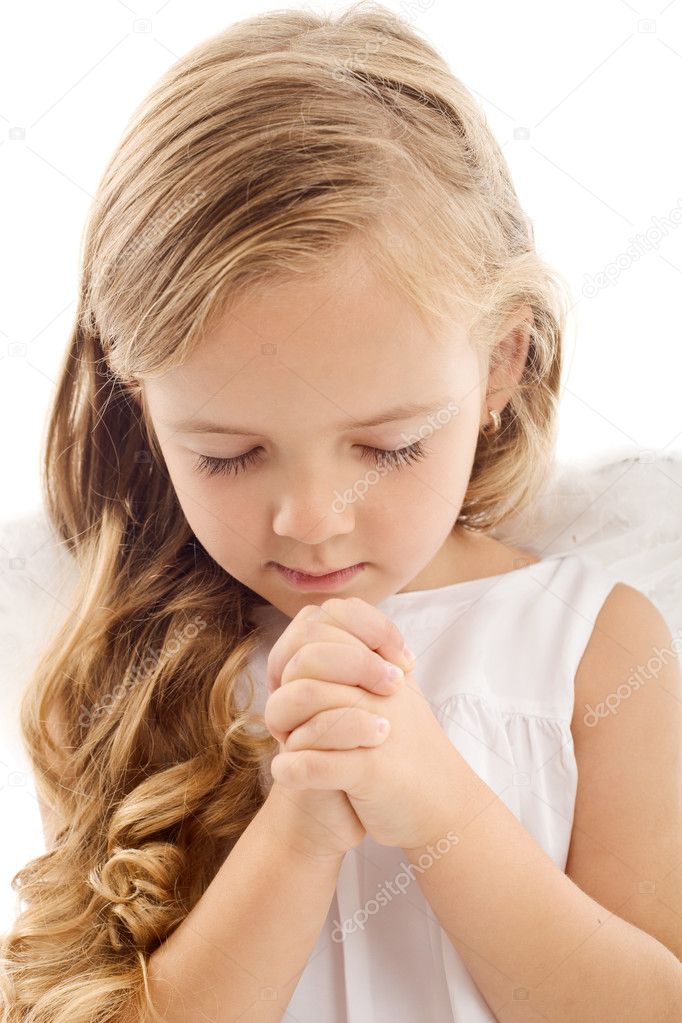 Young girl praying Royalty Free Vector Image - VectorStock