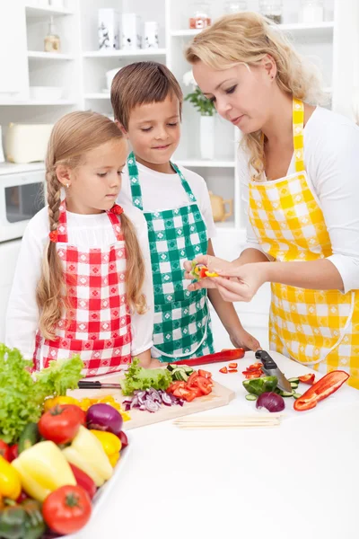 Family preparing healthy meal — Stock Photo, Image