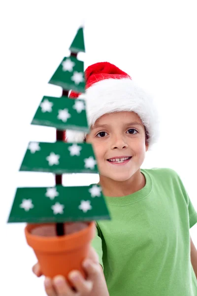Szczęśliwe dziecko gospodarstwa świątecznych dekoracji — Zdjęcie stockowe