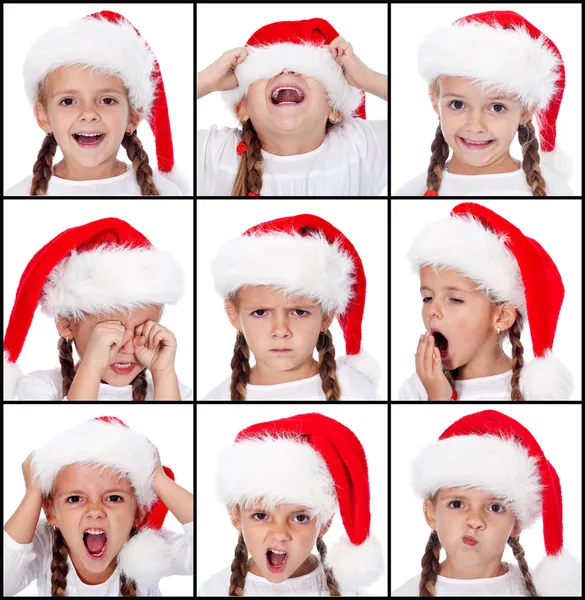Expressões de Natal em menina — Fotografia de Stock
