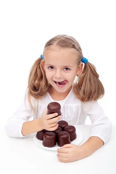 Menina com um dente doce — Fotografia de Stock