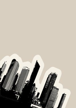 Black city in the corner. Vector art clipart