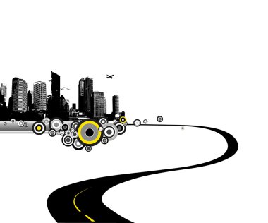 Road to city. Vector art clipart