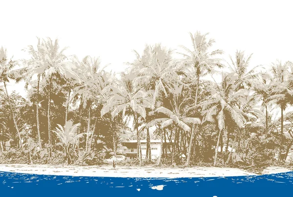 Spiaggia con palme. Arte vettoriale — Vettoriale Stock