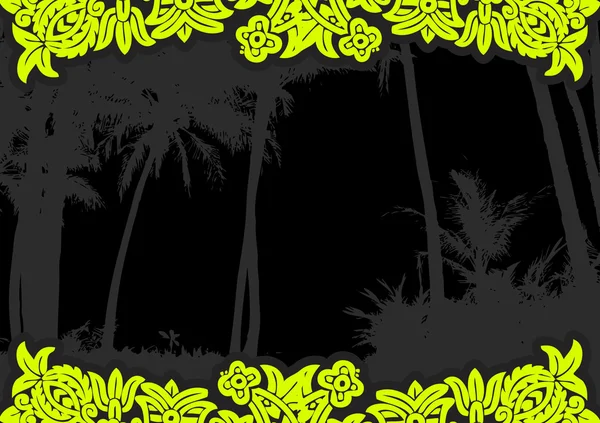Palmbomen op het strand met bloemen. vector — Stockvector