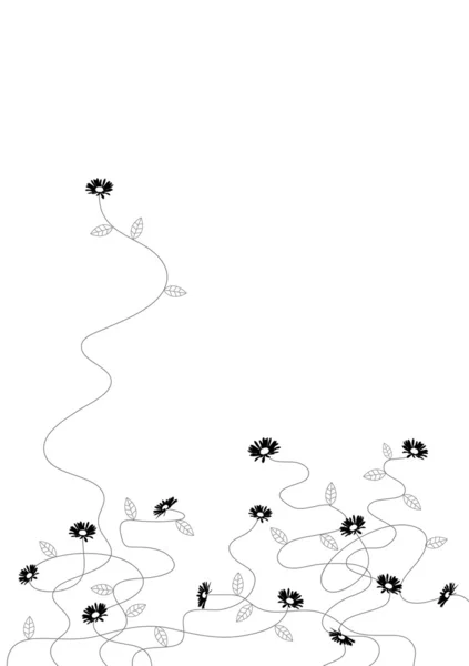 Small black flowers. Vector art — Stock Vector