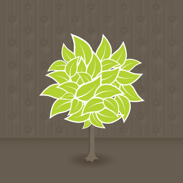 Δέντρο με πράσινο φύλλα με σχέδιο λουλουδιών. διάνυσμα — Διανυσματικό Αρχείο