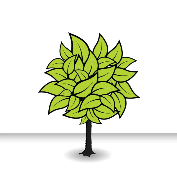 Baum mit grünen Blättern. Vektor — Stockvektor