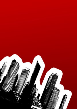 Black city in the corner. Vector art clipart