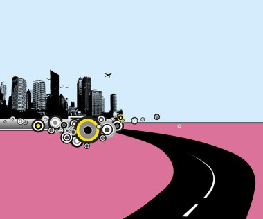 Road to city. Vector art clipart