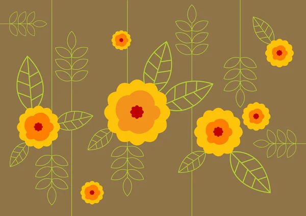 Żółte kwiaty z liści. wektor — Wektor stockowy