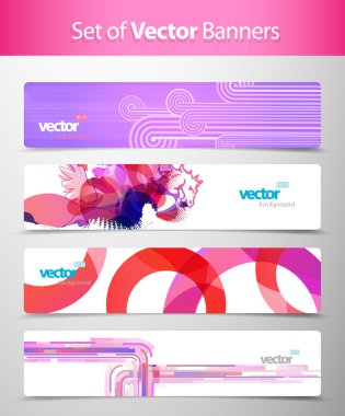 Set of abstract colorful web headers. clipart