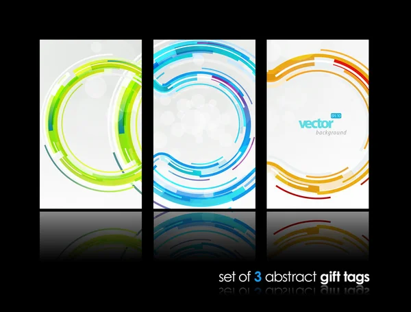 3 abstrakte Geschenkkarten mit Kreisen. — Stockvektor