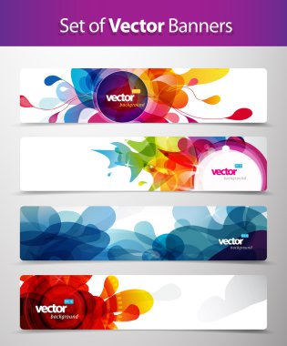 Set of abstract colorful web headers. clipart