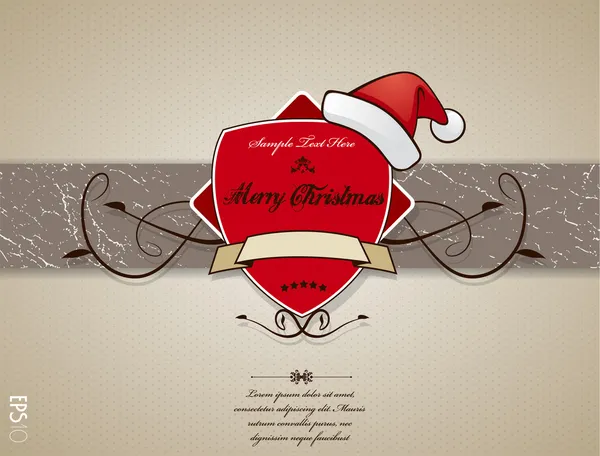 Cartão de Natal com chapéu vermelho . —  Vetores de Stock