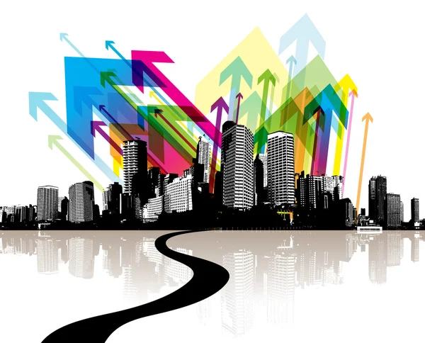 Abstract illustration with city. — Stock Vector