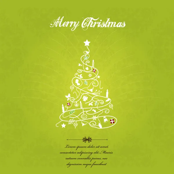 Vektor-Weihnachtsbaum auf grün strukturiertem Hintergrund. — Stockvektor