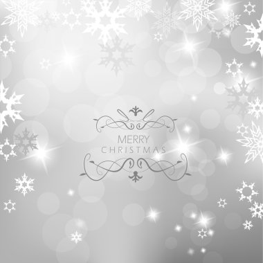 Christmas silver background with snow flakes. clipart