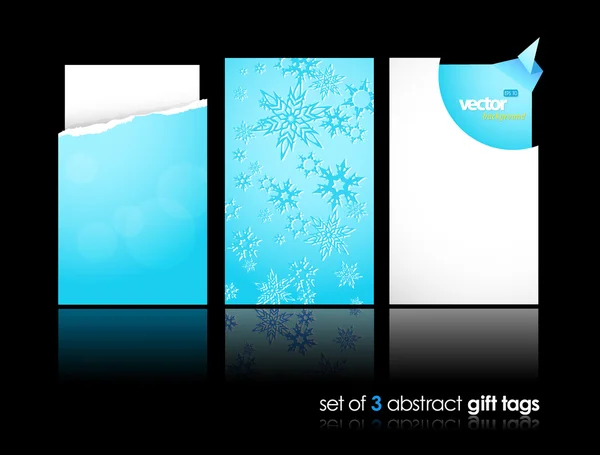 Uppsättning vinter presentkort med reflektion. — Stock vektor