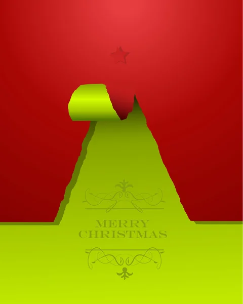 Albero di Natale di carta strappata con stella in cima — Vettoriale Stock